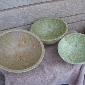 Vintage Texas Ware 118 Confetti Mixing Bowl Melamine Green Blue Splatter +EXTRAS